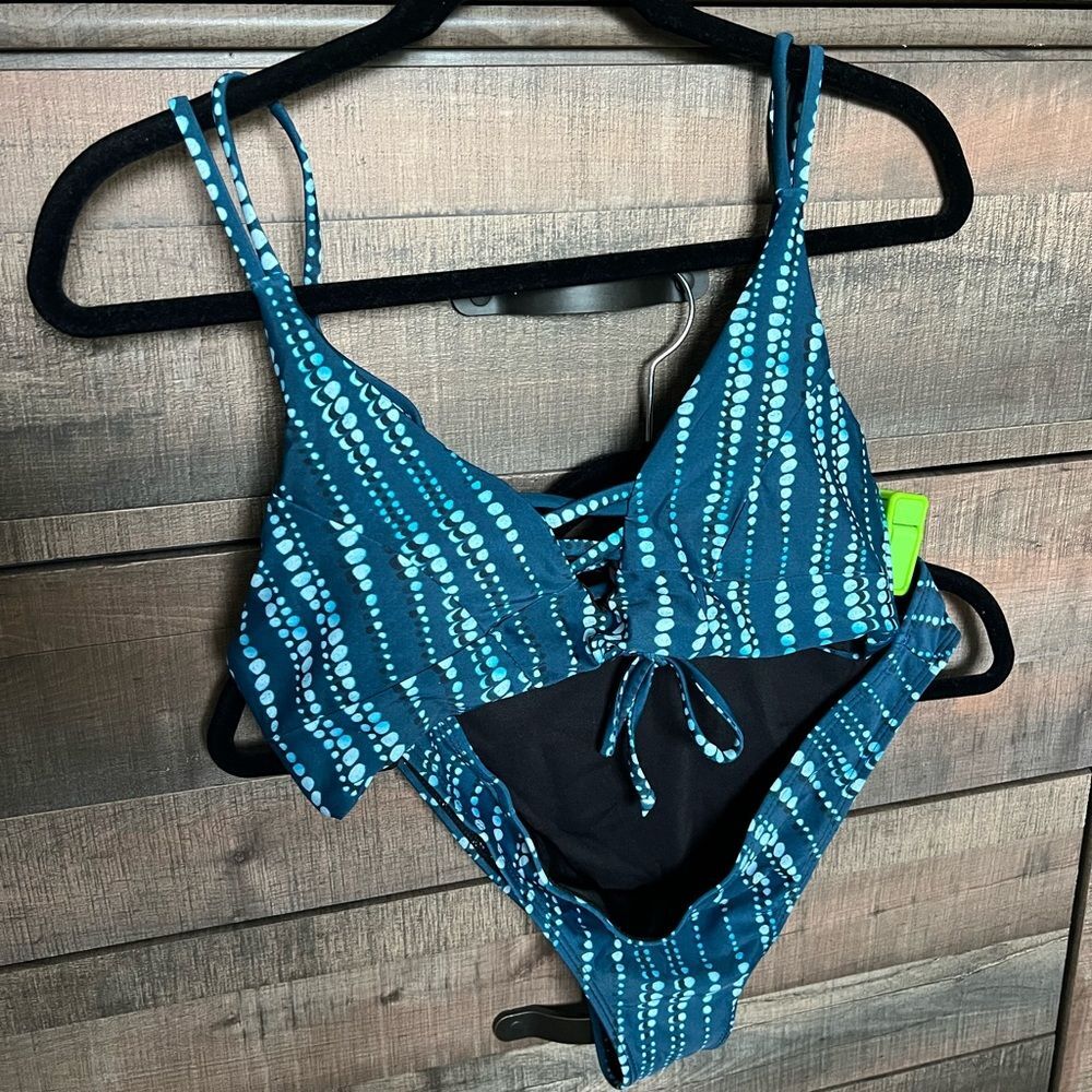 CUPSHE Blue Dot Print Bikini, Size L